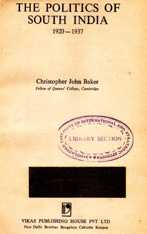 The politics of south India 1920-1939