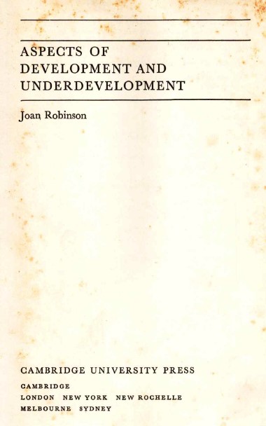 Aspects of development and underdevelopment