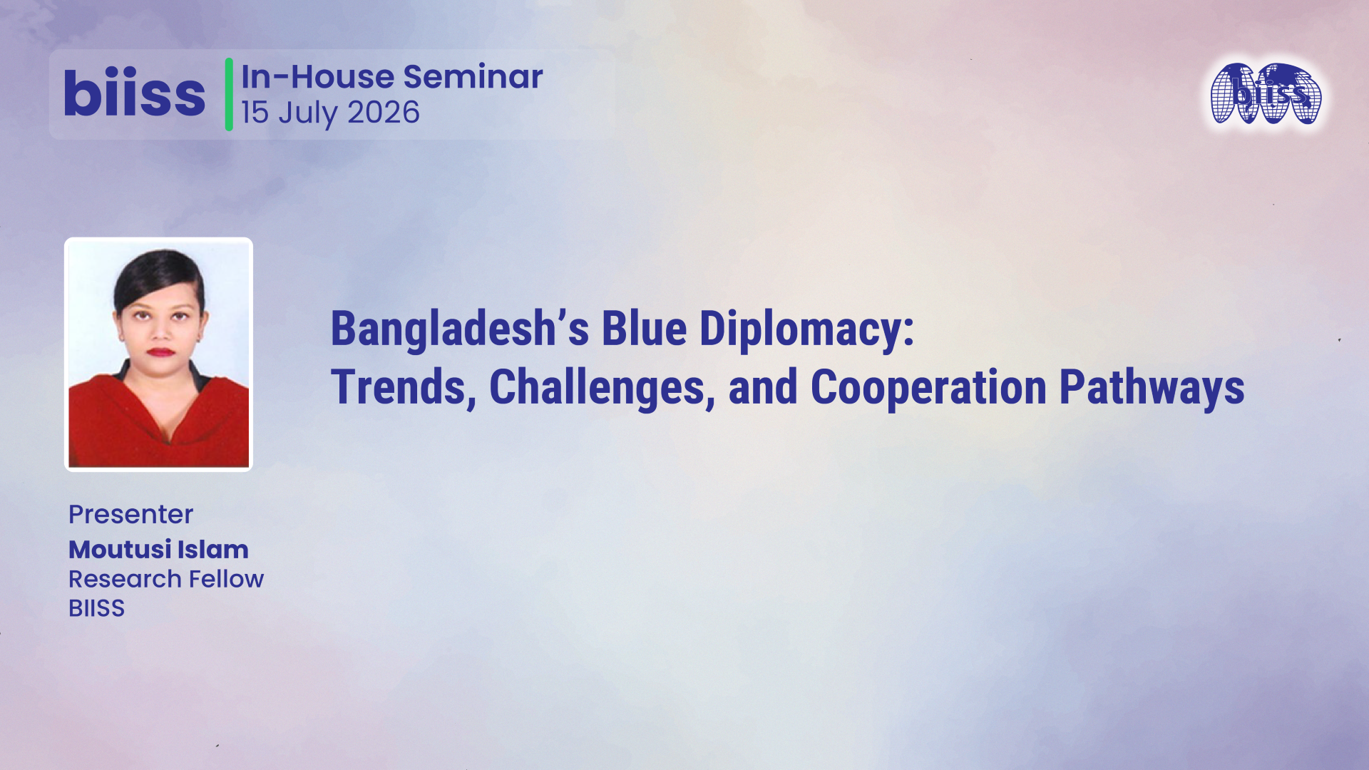 In-house Seminar on 15 July 2026 - Moutusi Islam