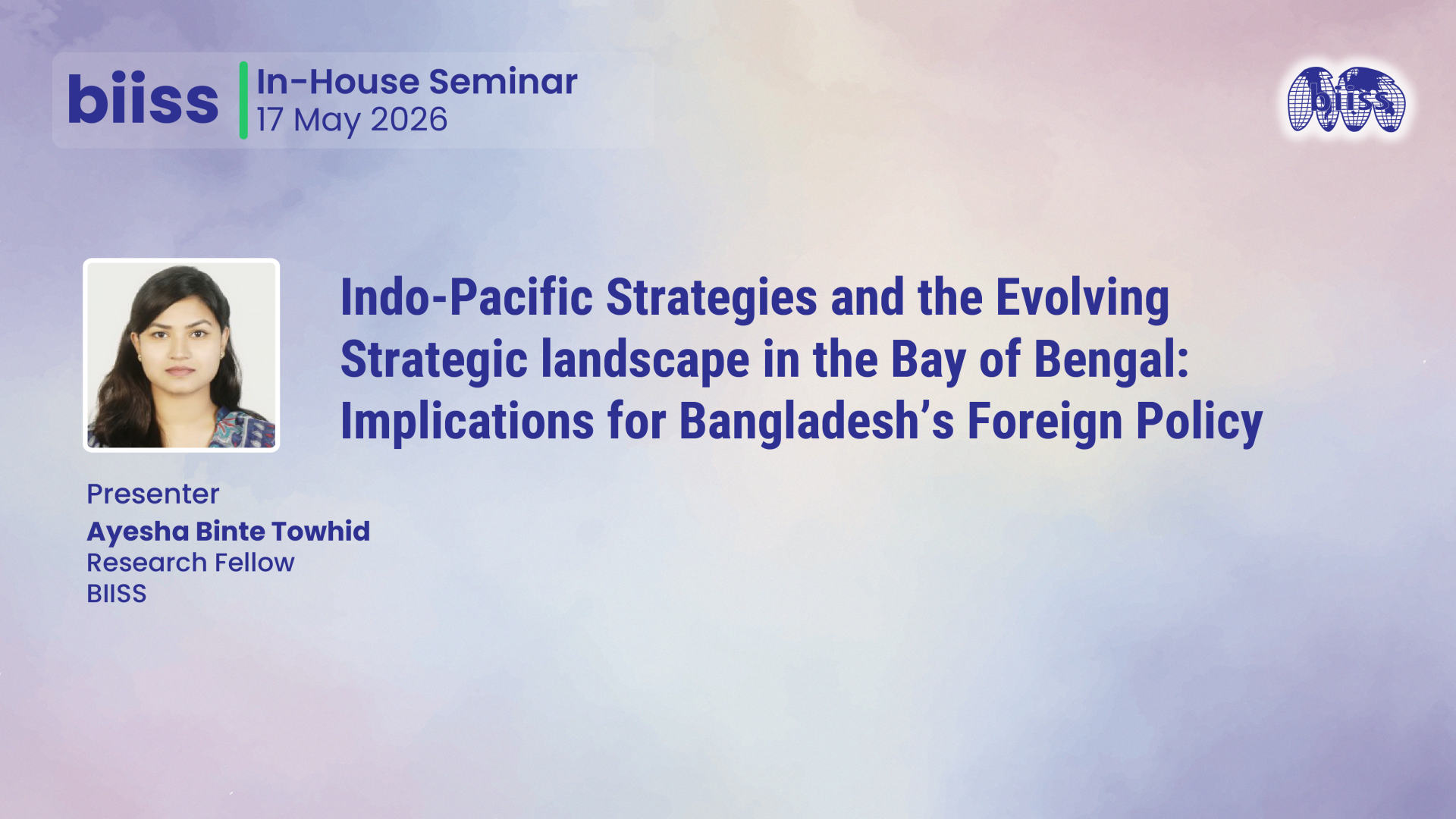 In-house Seminar on 17 May 2026 - Ayesha Binte Towhid