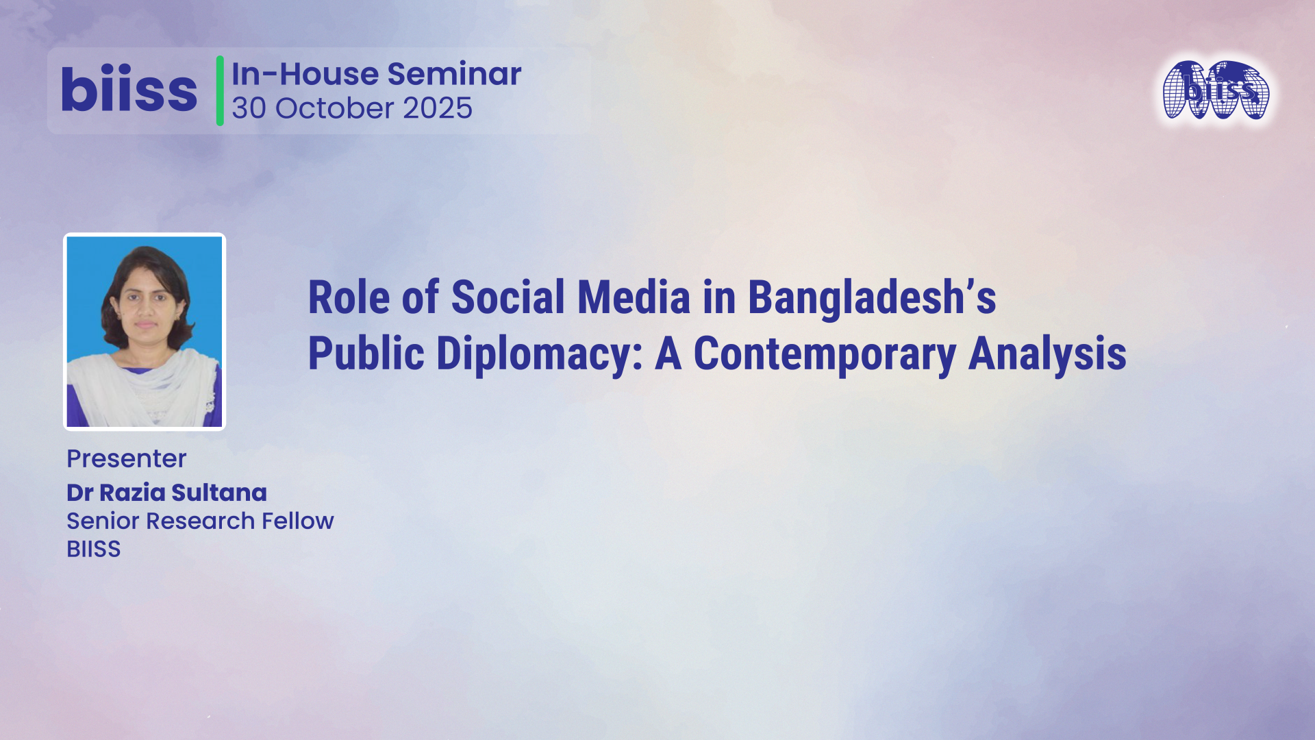 In-house Seminar: Role of Social Media in Bangladesh’s Public Diplomacy: A Contemporary Analysis