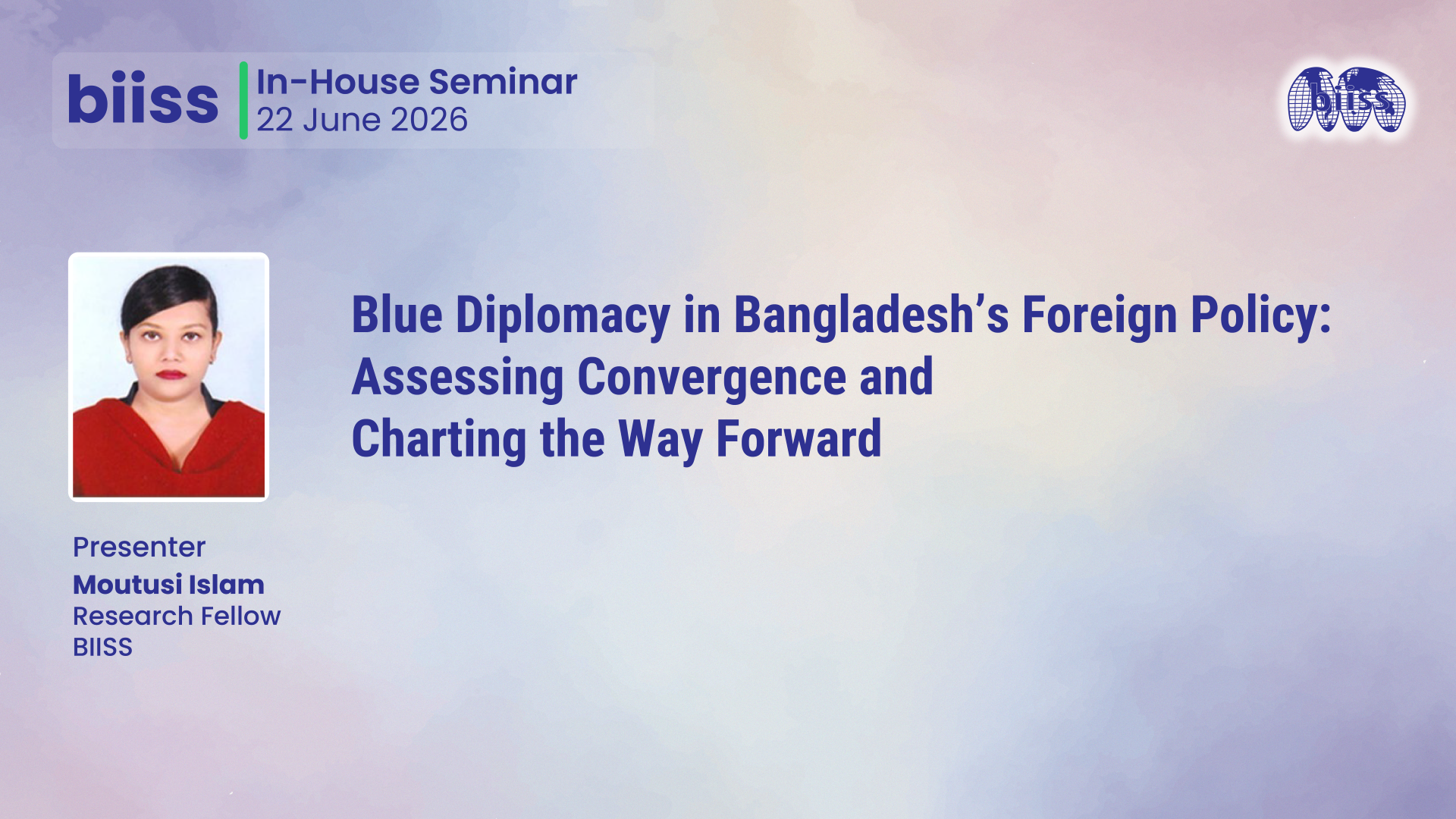 In-house Seminar on 22 June 2026 - Moutusi Islam