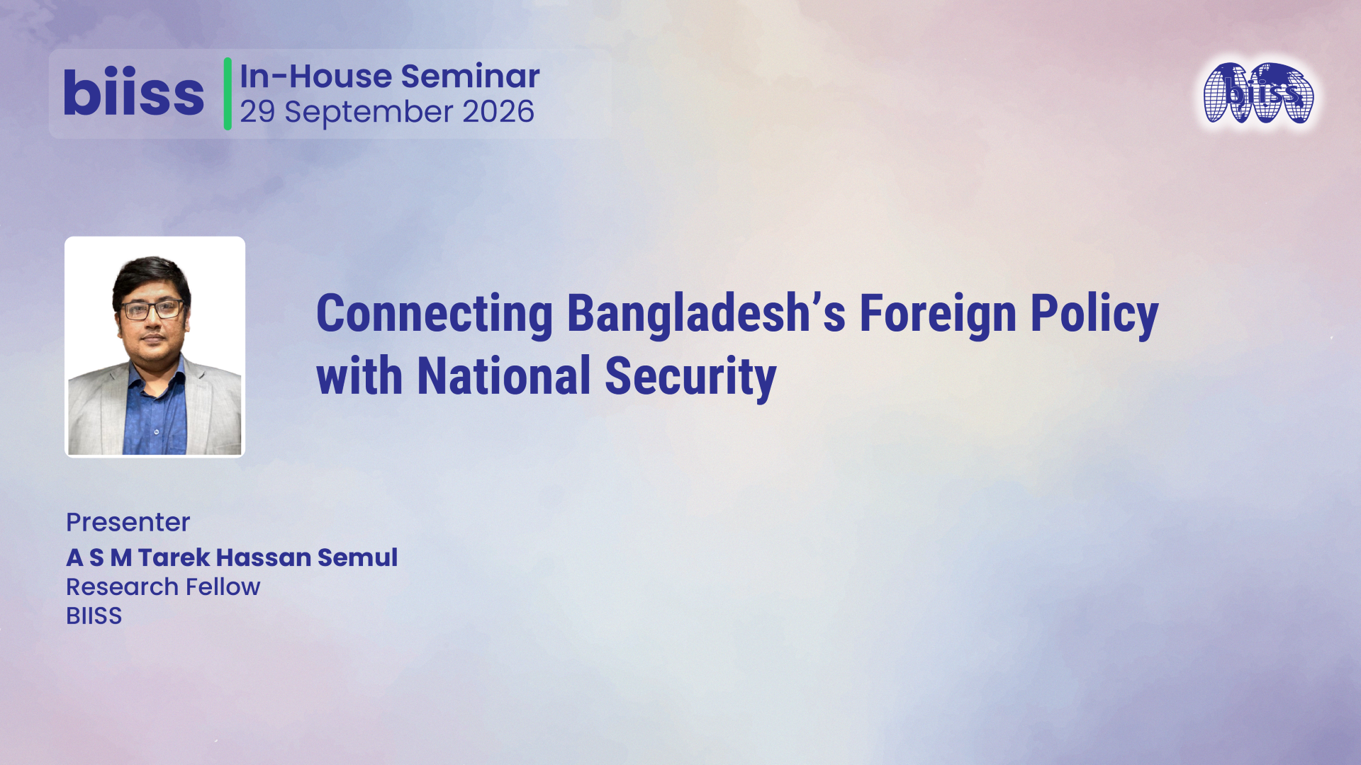 In-house Seminar on 29 September 2026 - ASM Tarek Hassan Semul