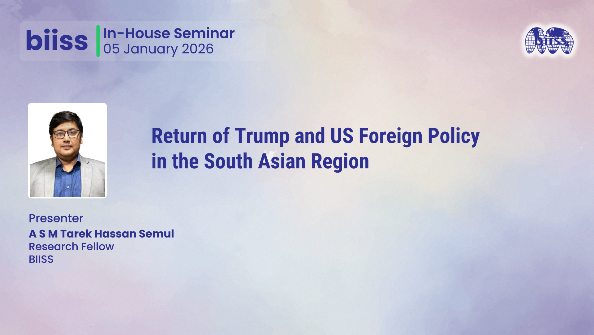 In-house Seminar on 05 January 2026 - ASM Tarek Hassan Semul