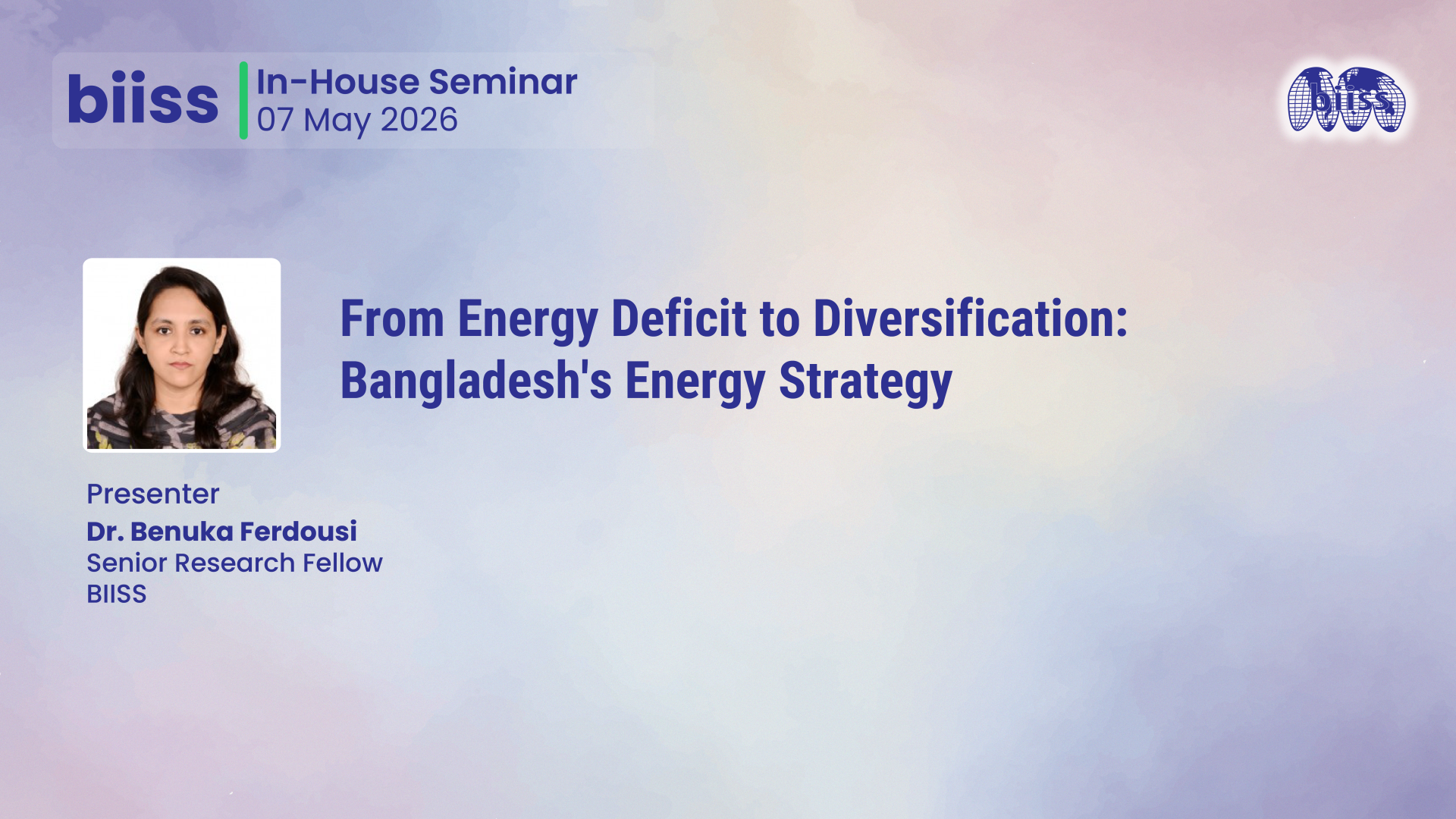 In-house Seminar on 07 May 2026 - Dr Benuka Ferdousi