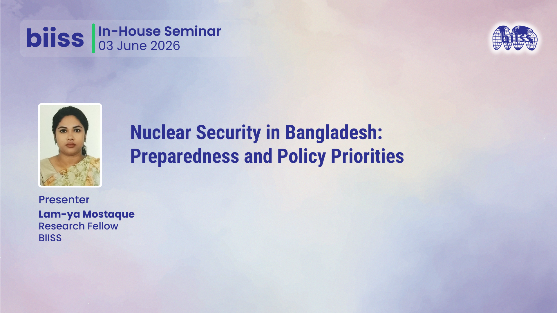 In-house Seminar on 03 June 2026 - Lam-Ya Mushtaque