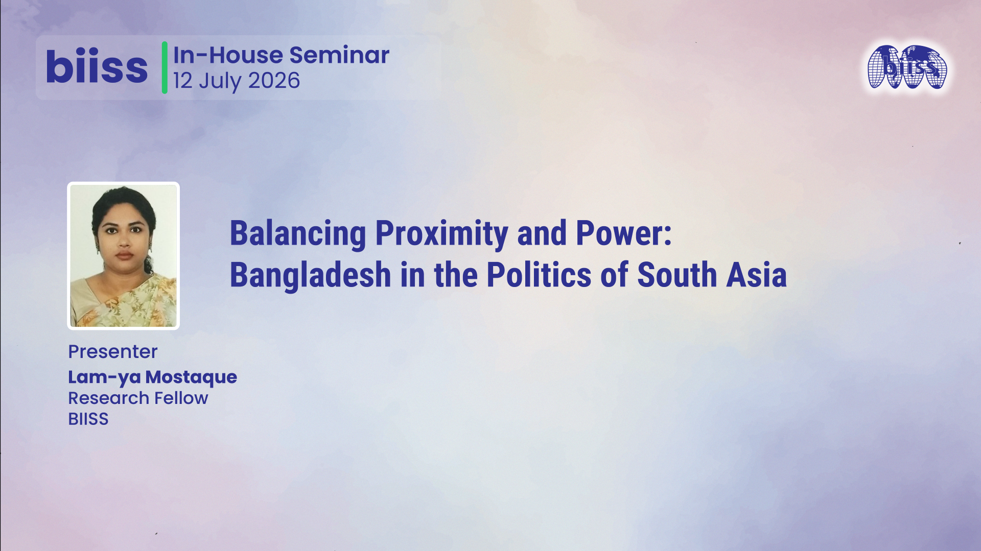 In-house Seminar on 12 July 2026 - Lam-Ya Mushtaque
