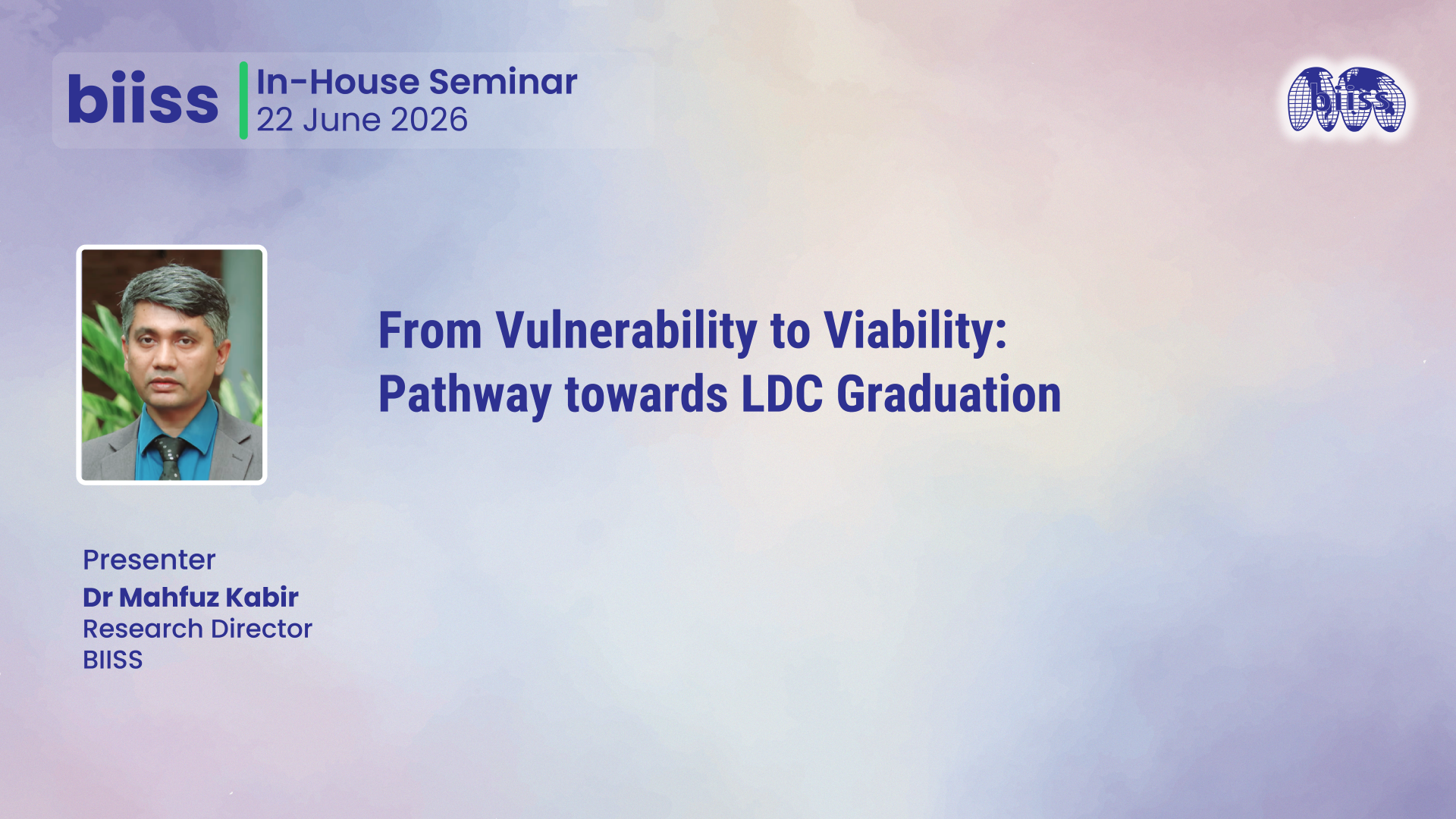 In-house Seminar on 22 June 2026 - Dr. Mahfuz Kabir