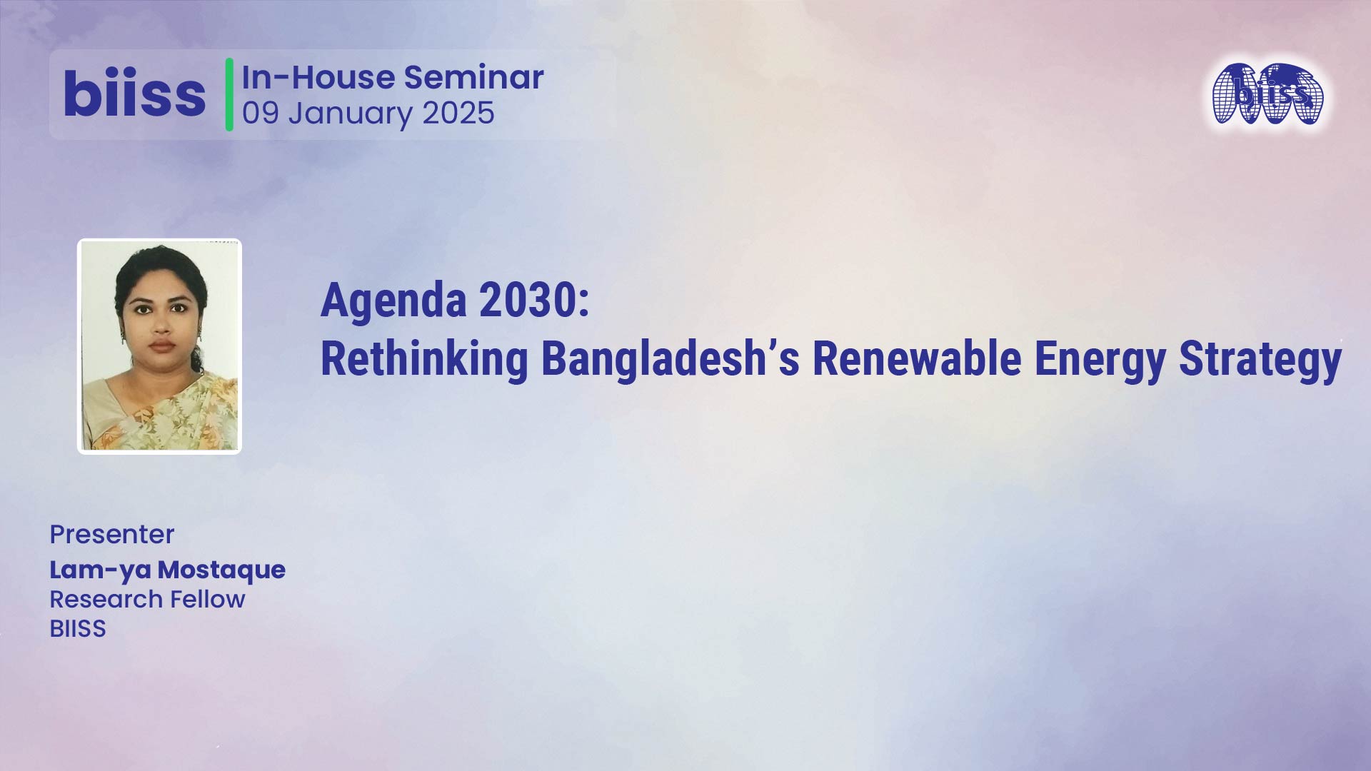 In-house Seminar: Agenda 2030: Rethinking Bangladesh’s Renewable Energy Strategy
