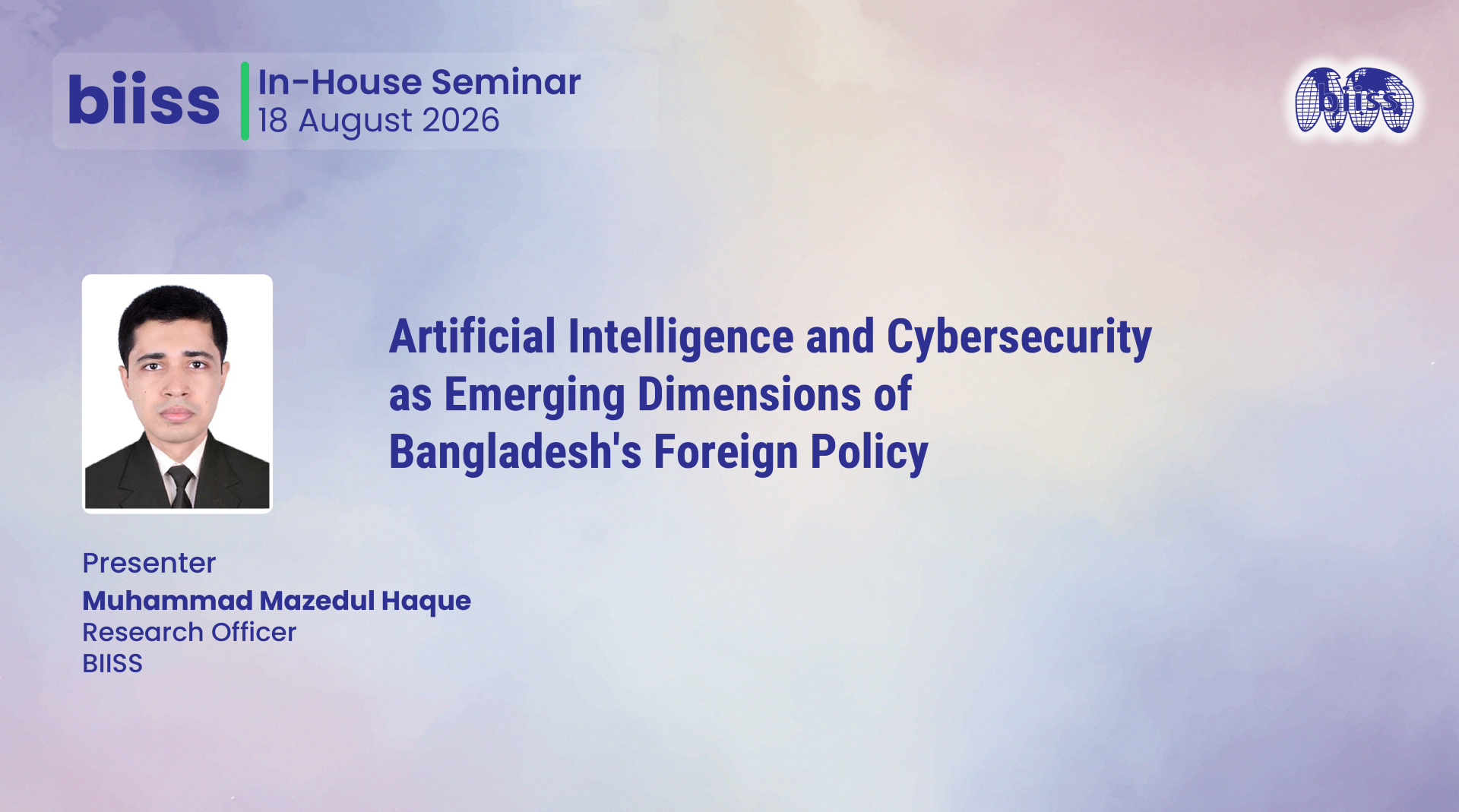 In-house Seminar on 18 August 2026 - Muhammad Mazedul Haque