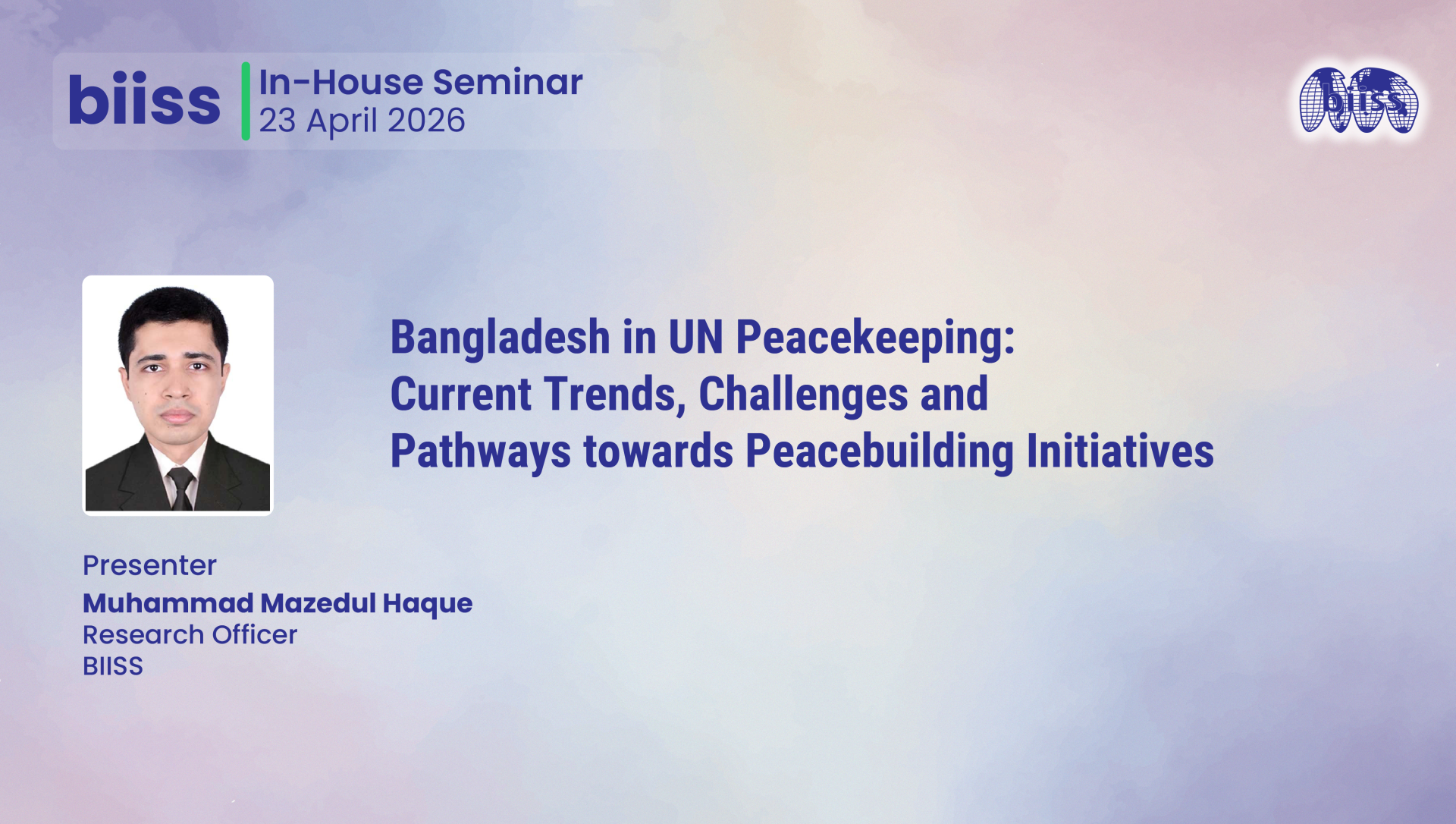 In-house Seminar on 23 April 2026 - Muhammad Mazedul Haque