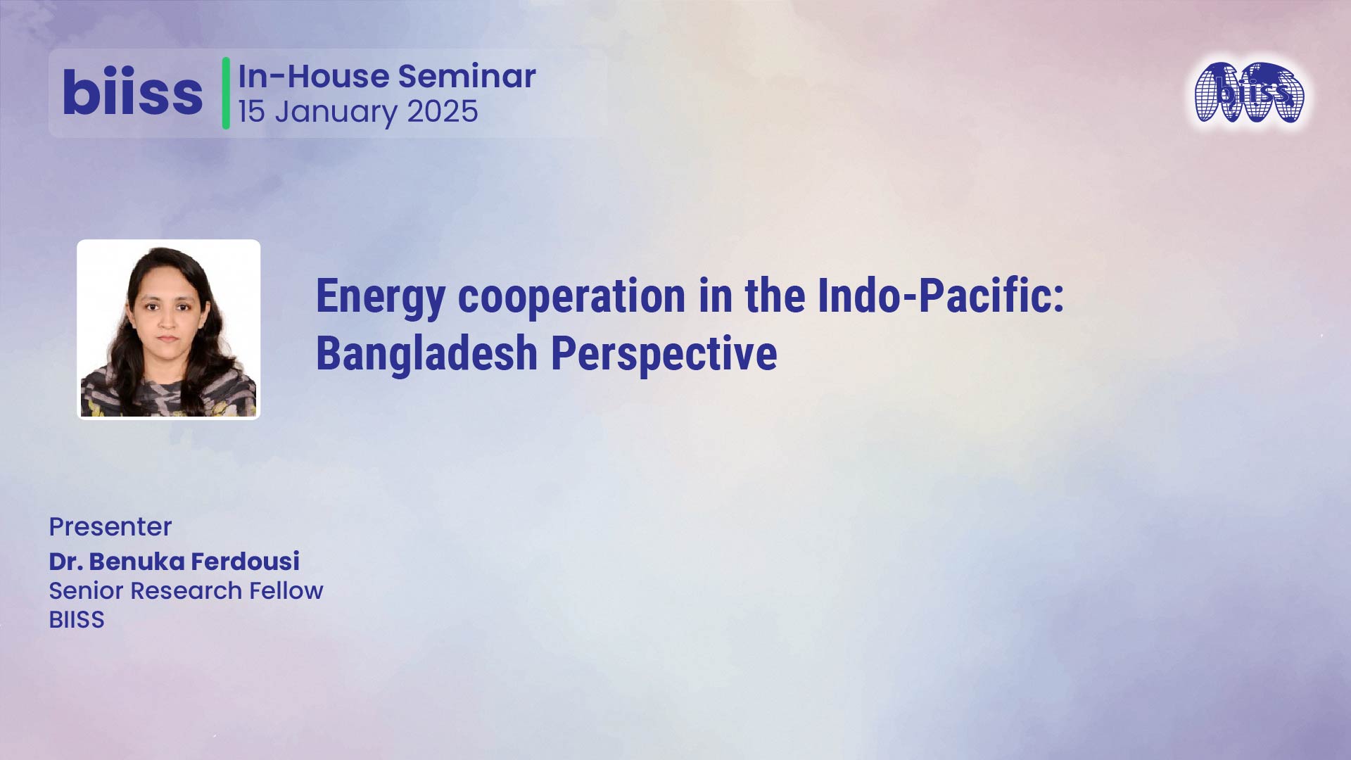In-house Seminar: Energy Cooperation in the Indo-Pacific: Bangladesh Perspective