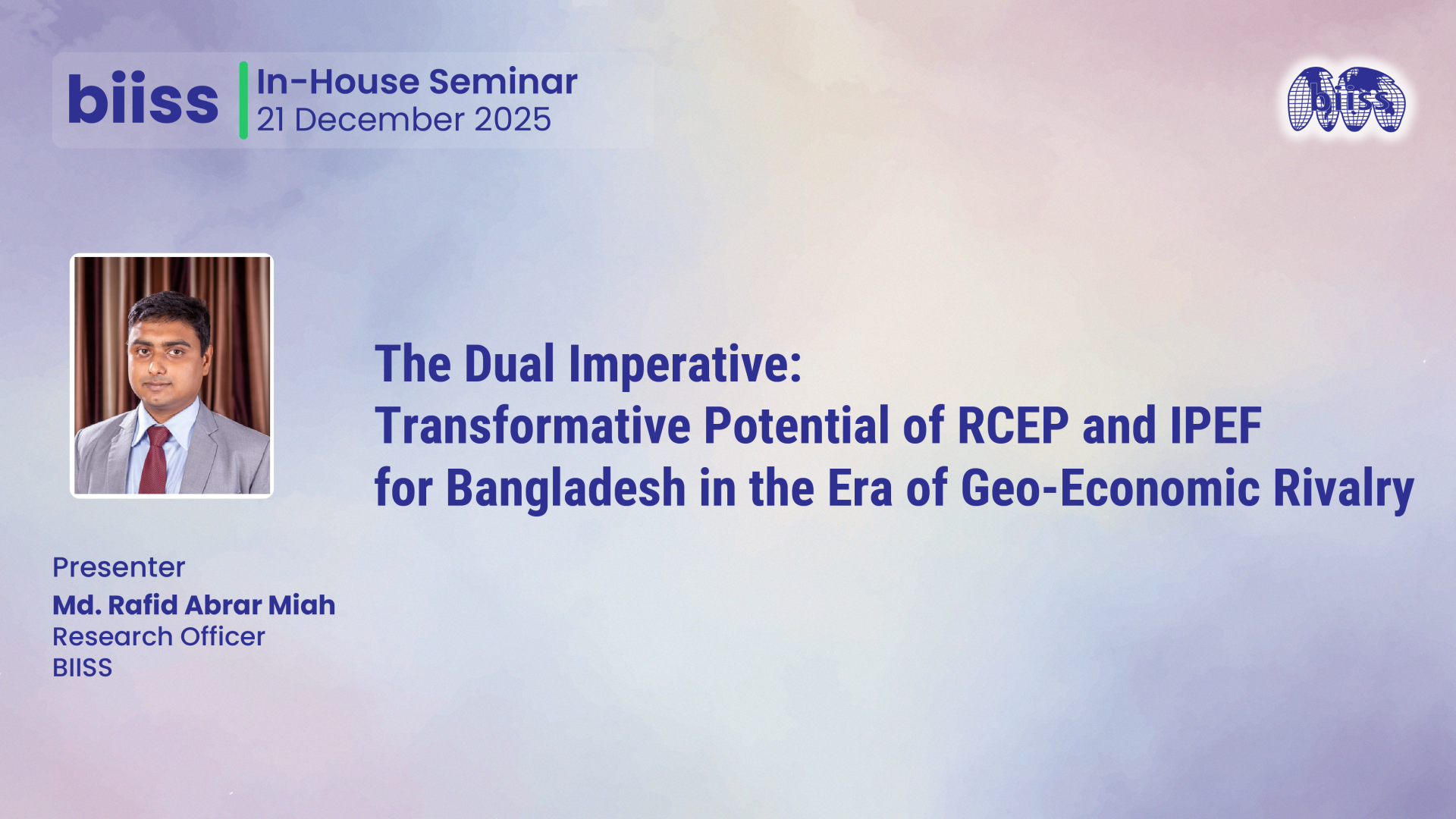 In-house Seminar on 21 December 2025- Md Rafid Abrab Miah